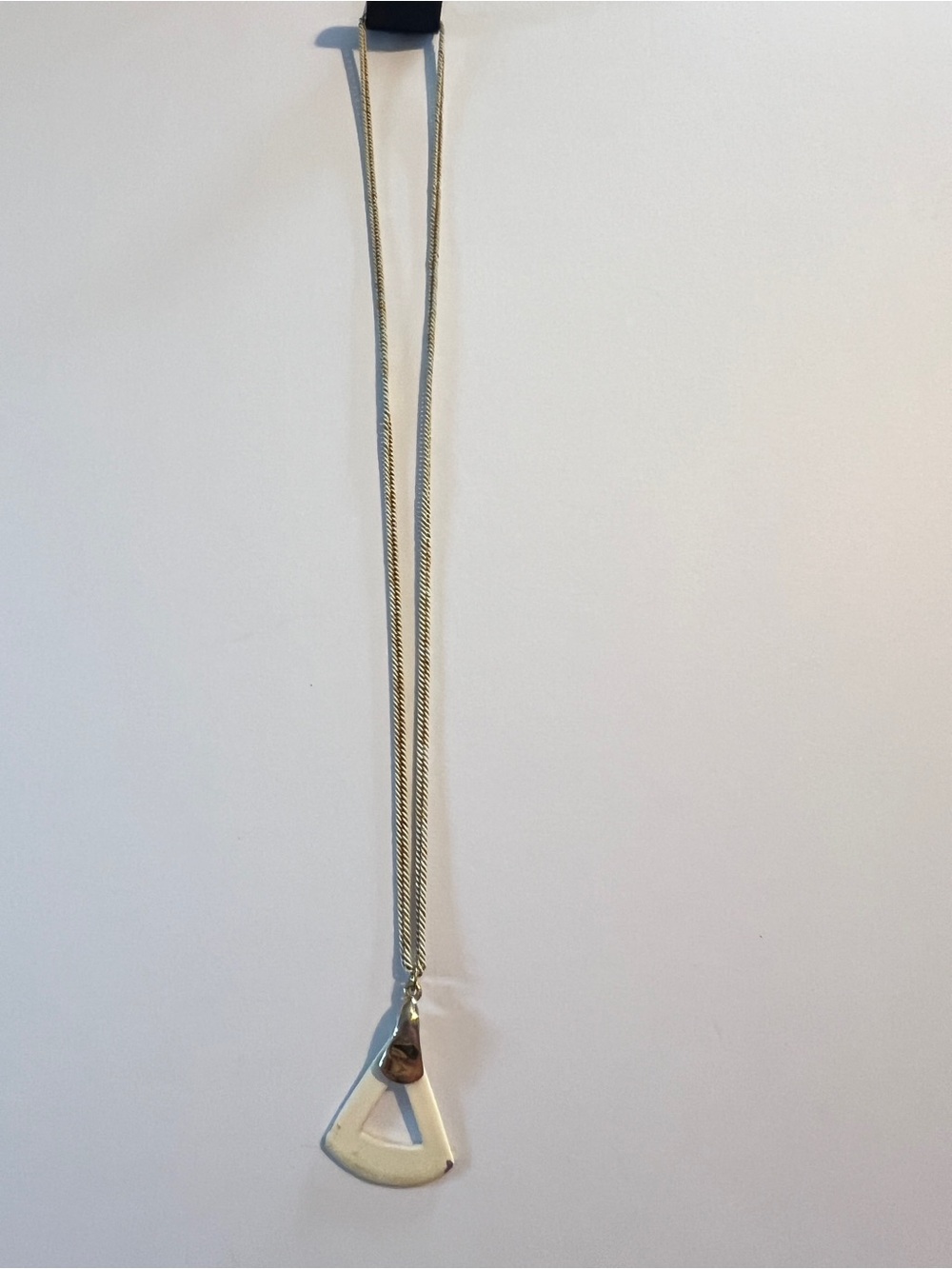 24” Vintage Triangle Shaped Necklace Cream Color & Cream Color Chain